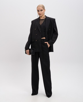 WARDROBE.NYC Black double-breasted striped wool jacket W4007F24PS