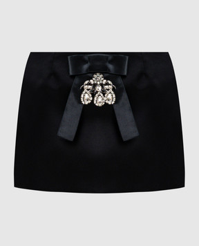 Dolce&Gabbana Black mini skirt with crystals F4DA2ZFUM3R
