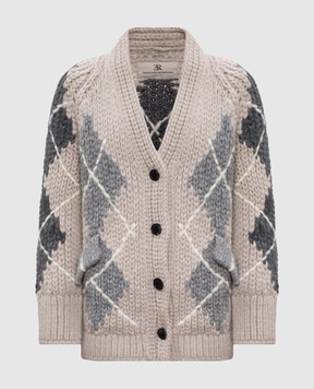 Ermanno Scervino Beige cardigan with patterned wool D475N318RUIU
