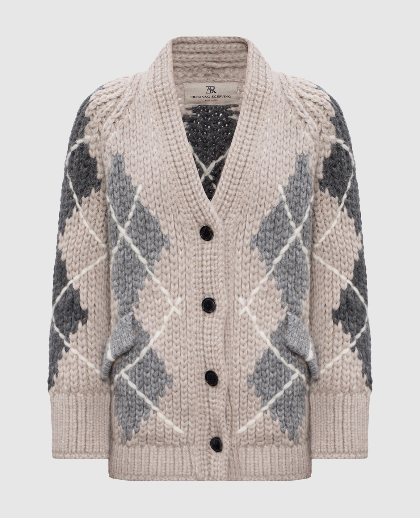 Beige cardigan with patterned wool Ermanno Scervino