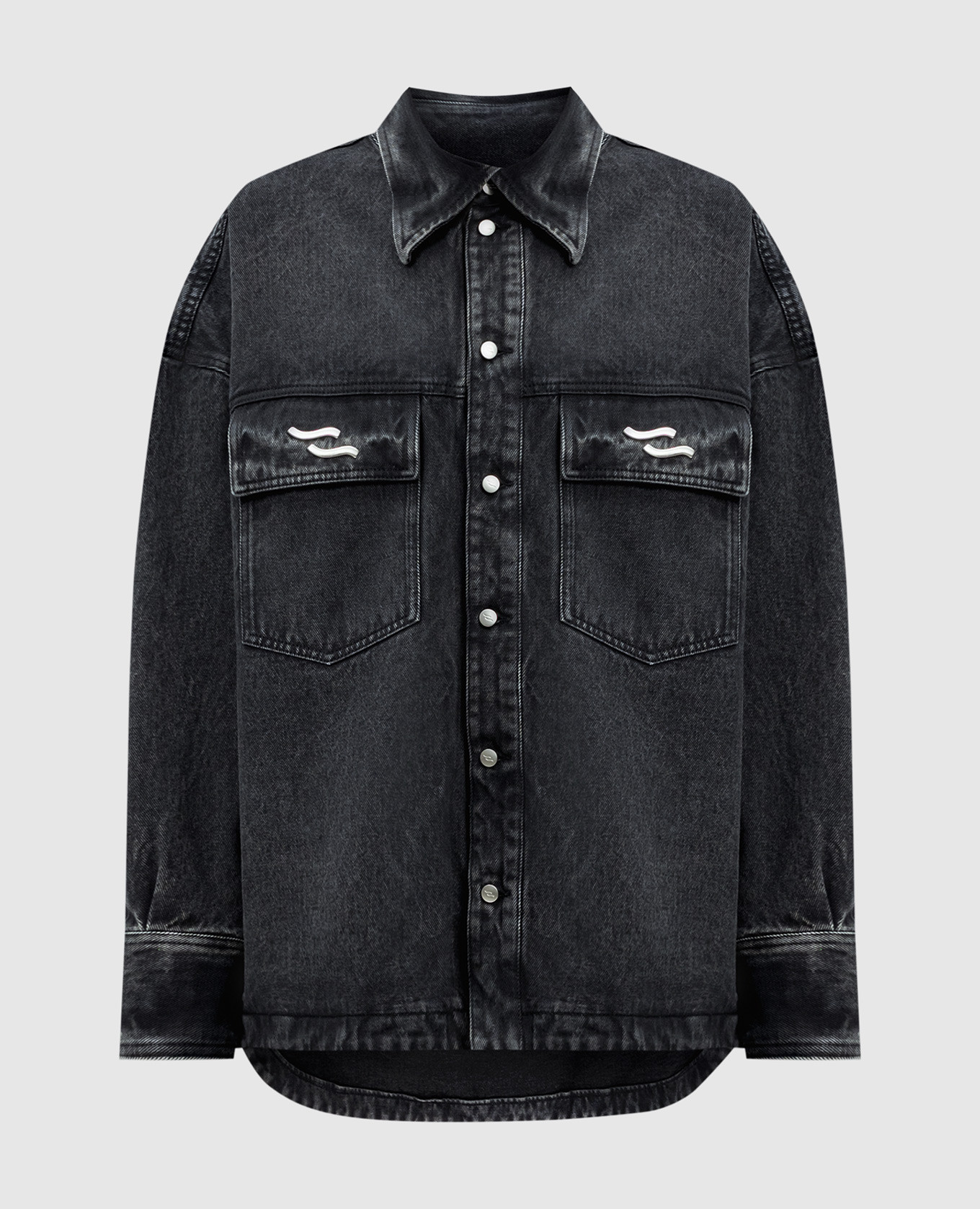 

Black denim jacket with a distressed effect SSHEENA