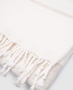 Brunello Cucinelli White linen plaid with lurex MLPLEARA01