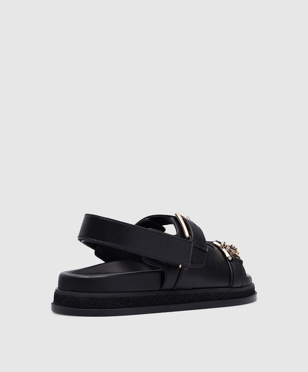 Jimmy Choo - Elyn logo sandals in black leather ELYNFLATCJH - shop