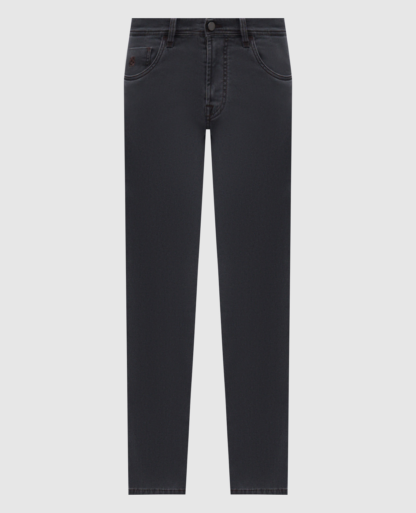 Costantino grey insulated jeans with embroidered monogram logo Scissor Scriptor