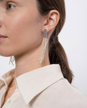 Peserico Beige earrings with beads S35440C0CC445