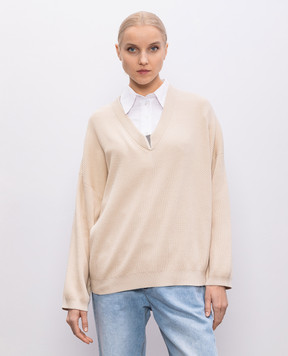 Brunello Cucinelli Beige pullover with monil chain M19255002