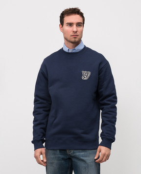 Valentino Blue sweatshirt with monogram logo patch 7V3MF28RB2Y
