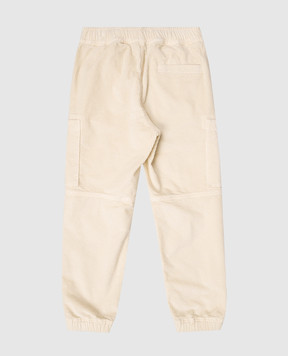 Stone Island Kids' beige corduroy joggers with logo patch K2S163100005S019914