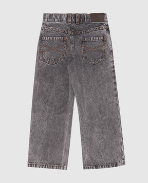 Brunello Cucinelli Children's gray jeans with a monil chain BH188P644A
