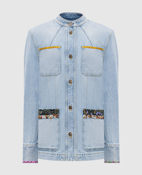 Valentino Blue denim jacket with a distressed effect 7B3DC03N94W