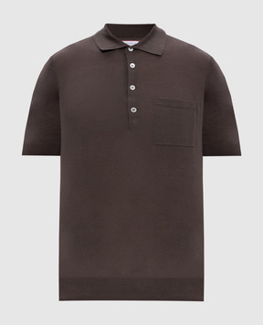 Brunello Cucinelli Brown silk polo shirt MSE804825