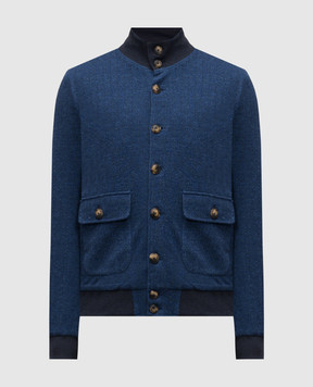 CAPOBIANCO Blue linen jacket with logo 18M156SORO