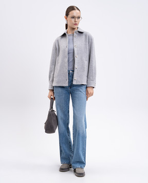 Peserico Gray cropped coat with wool and cashmere A2102603195