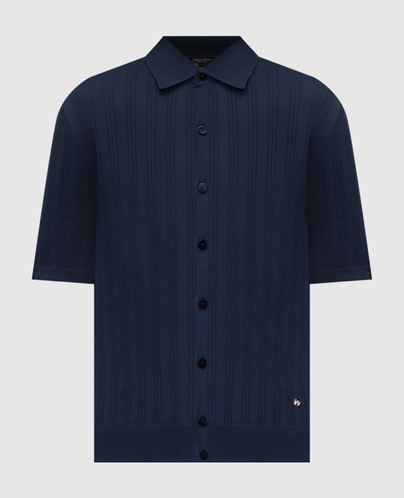 

Blue short-sleeved vicuna wool cardigan Stefano Ricci