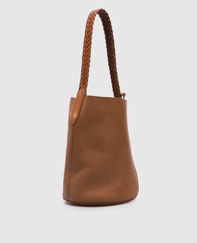 J&M DAVIDSON Brown leather bucket bag Quiver with weaving LMQB0PLTNAN