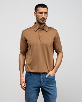 Stefano Ricci Brown silk polo shirt K616006P13F25102