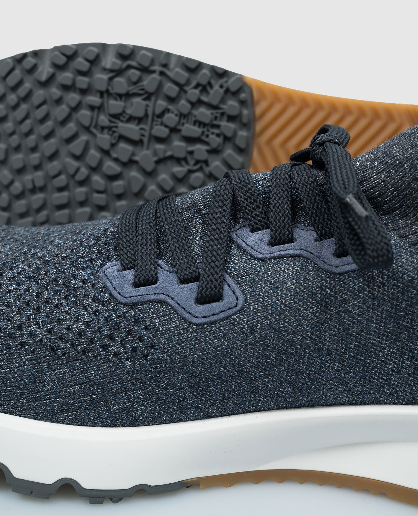 Blue melange sneakers with textured logo Brunello Cucinelli 5