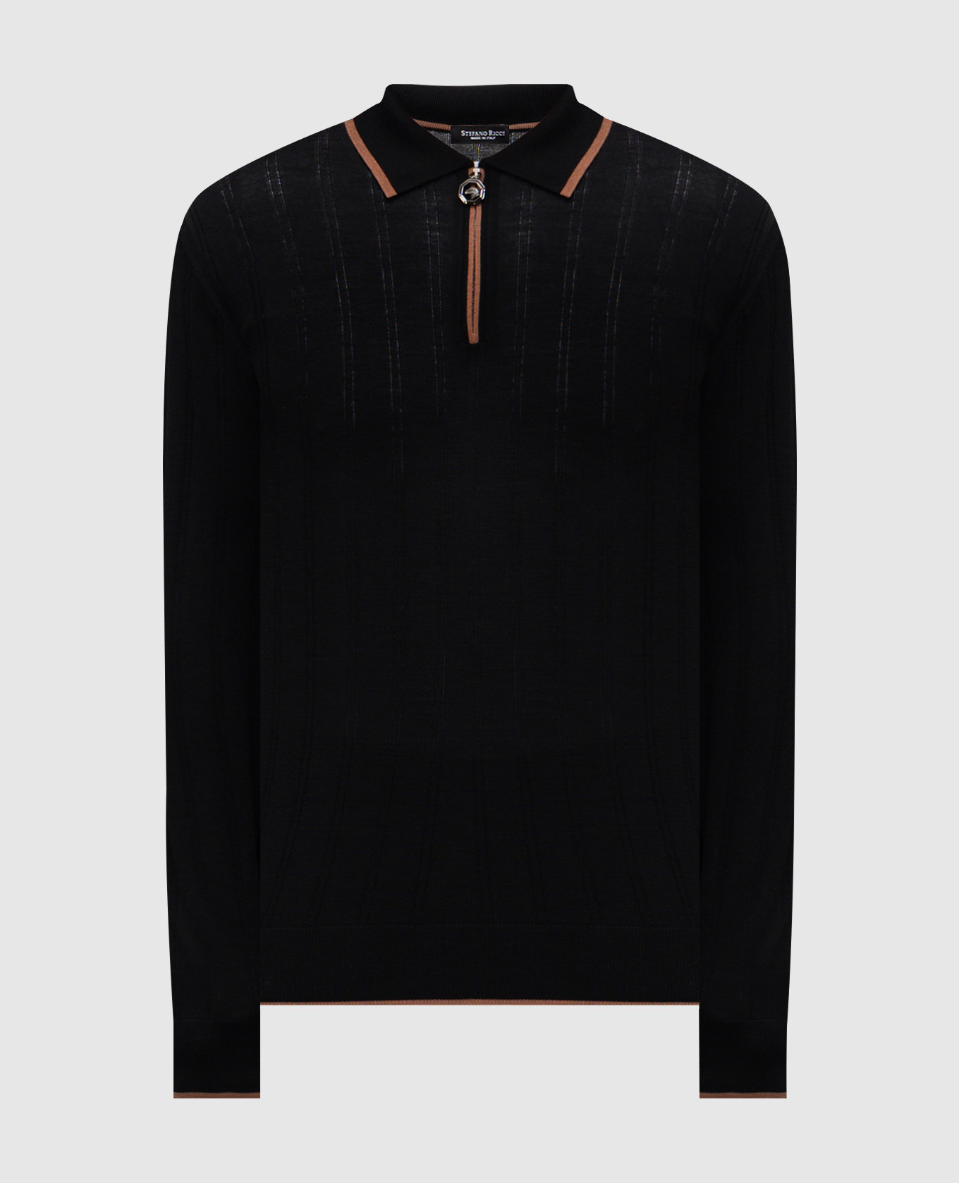 

Black wool polo shirt with emblem Stefano Ricci