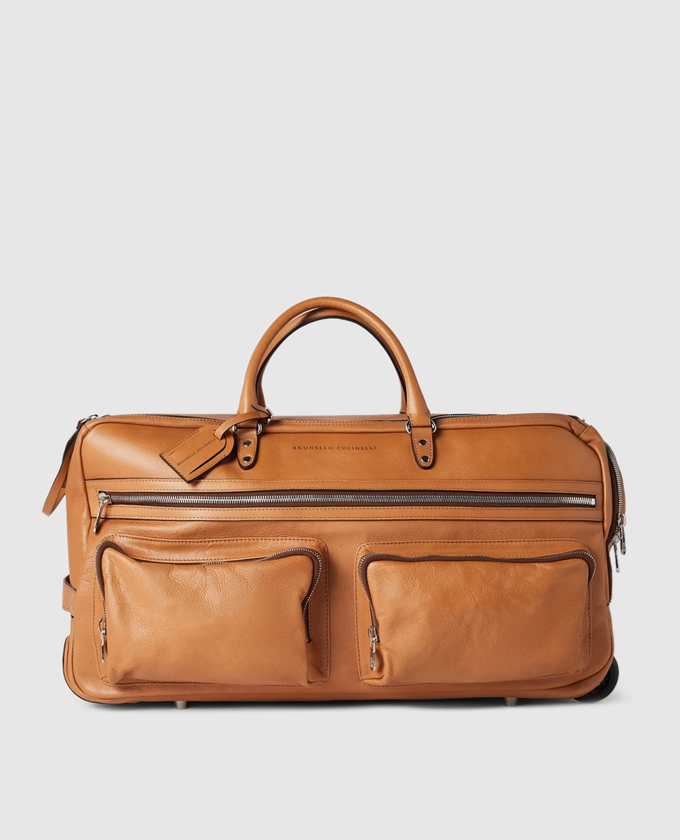 

Orange leather travel bag with logo Brunello Cucinelli