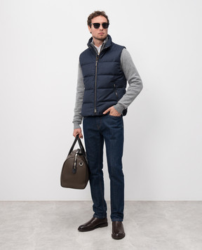 MooRER Fire blue wool and cashmere down vest FIRELL