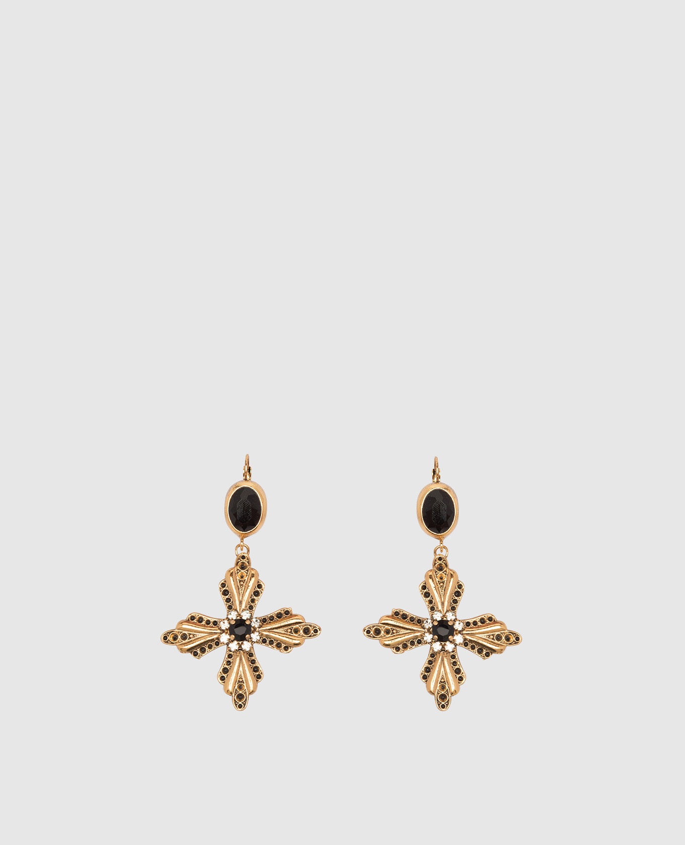 

Golden Paia or cristalli earrings with black crystals CelesteG, Золотистый