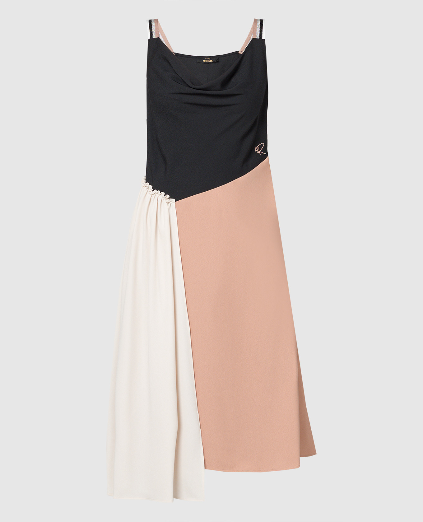 

Dress of asymmetric cut with embroidery Twinset Actitude, Brown