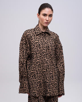 Giuseppe Di Morabito Milano Beige long-sleeved shirt with textured animal print 04SSTO16804414