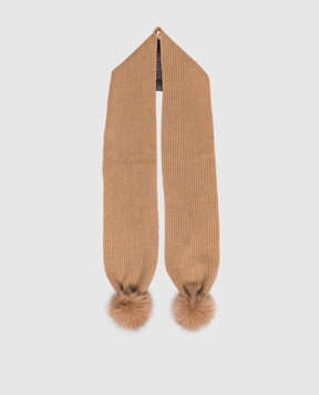 Yves Salomon Enfant Children's brown cashmere scarf 24WEA011XXCARD