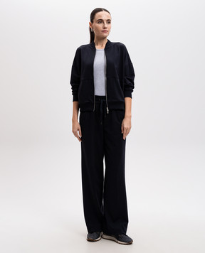 Peserico Grey melange ribbed top with monil chain S08781J005669