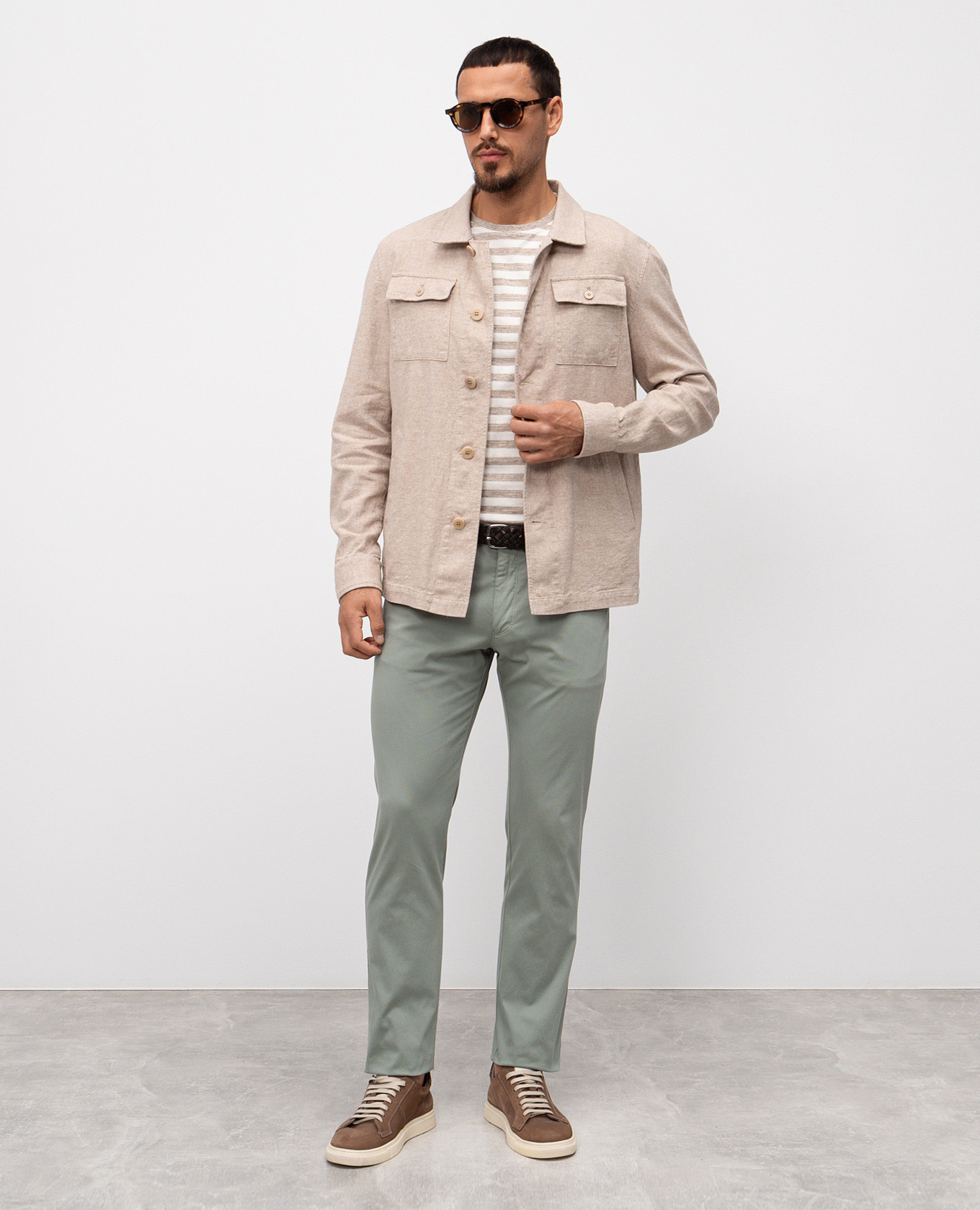 

Beige shirt-style linen jacket Florentino