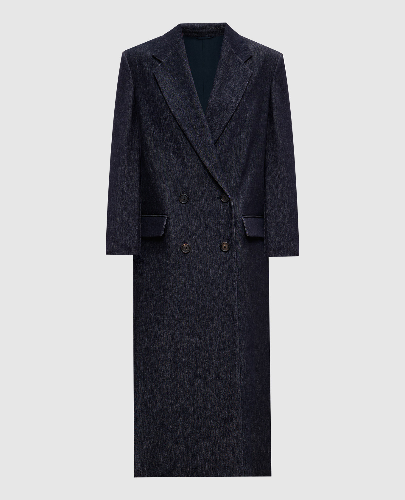 

Blue double-breasted denim coat with monil chain Brunello Cucinelli, Синий
