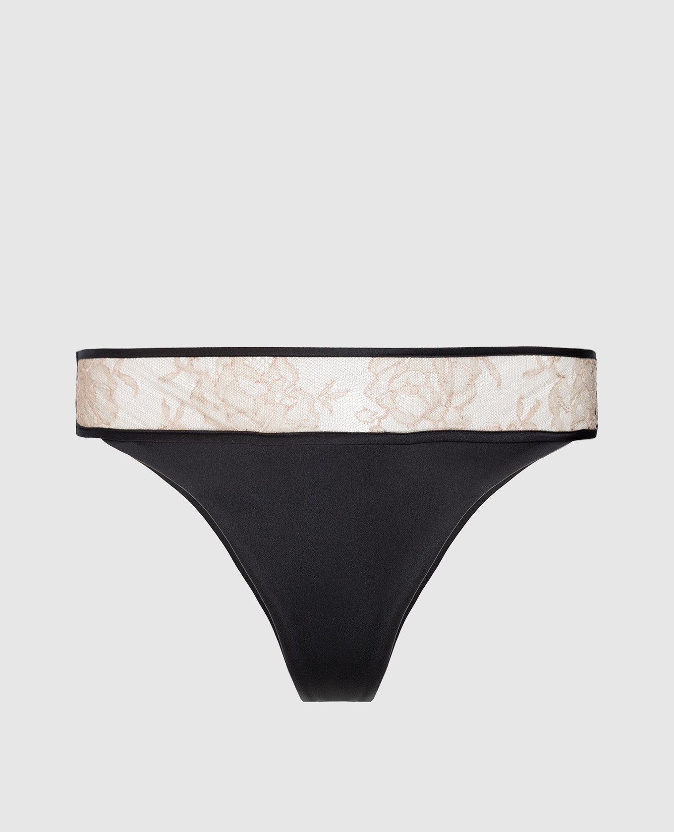 

Black thong panties made of silk with lace Carine Gilson, Черный