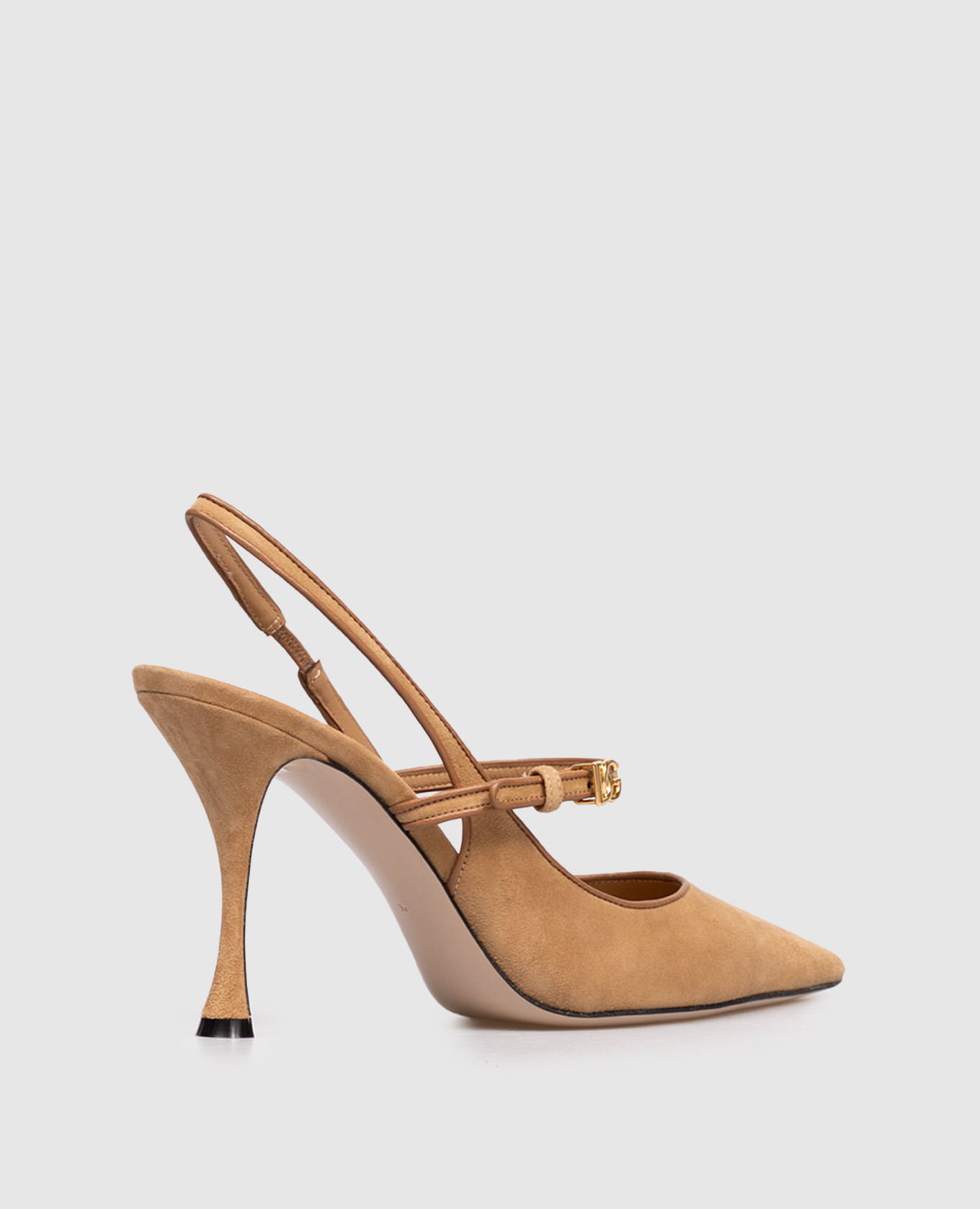 

Brown suede slingbacks with logo Dolce&Gabbana, Beige