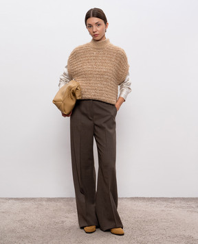 Peserico Beige alpaca wool vest with sequins S99404F039283G