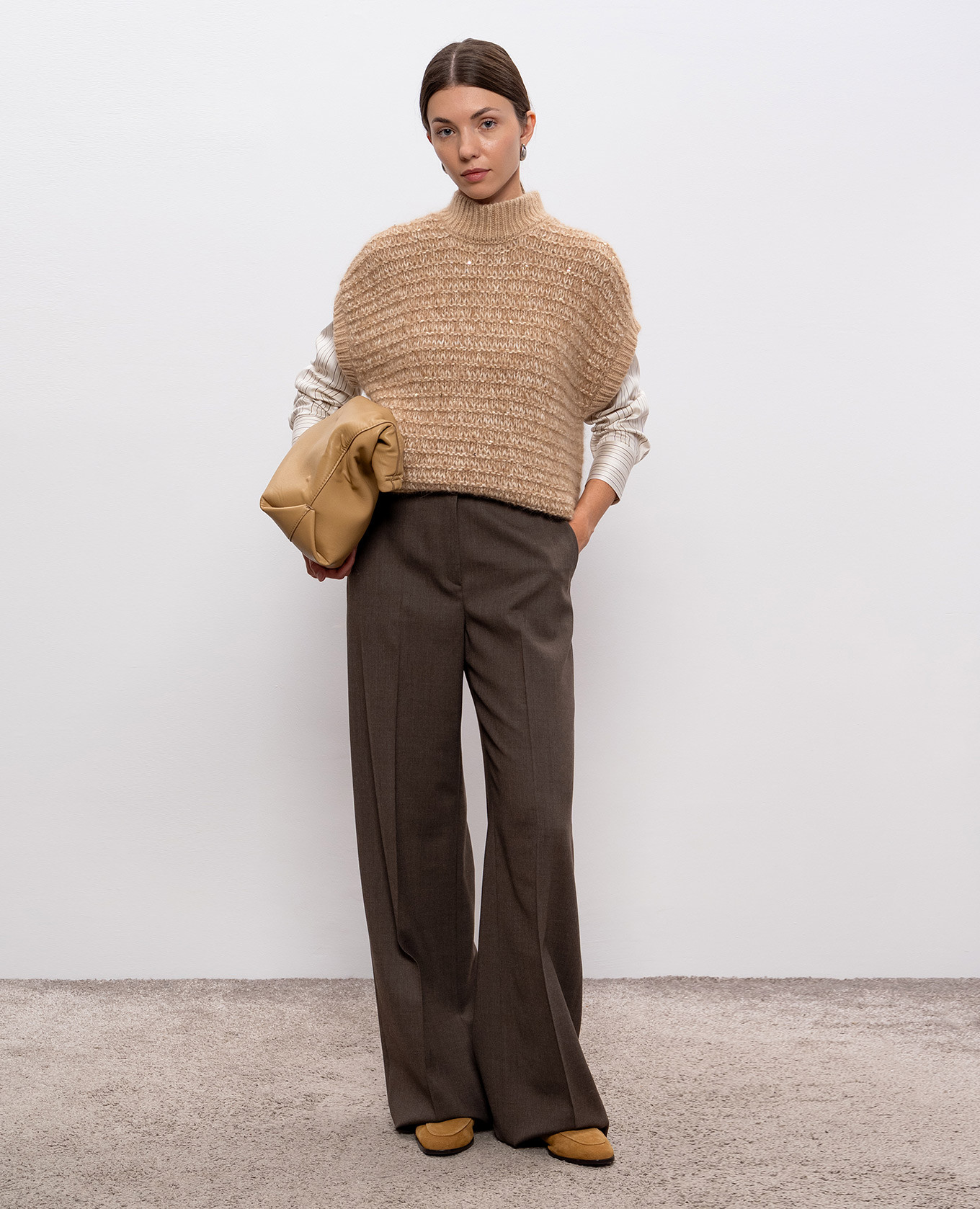 Beige alpaca wool vest with sequins Peserico 2