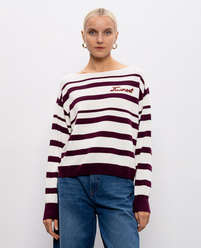 Twinset White striped jumper with logo 252TP3091