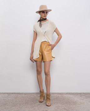 Brunello Cucinelli Beige leather shorts MPB1SP1347y