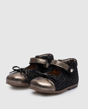 Zecchino D'oro Children's black suede shoes with a floral print N100121722