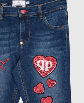 Philipp Plein Children's blue jeans with sequins GDT0030