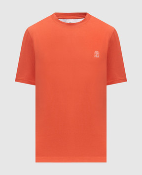 Brunello Cucinelli Orange T-shirt with logo emblem print M0B138440