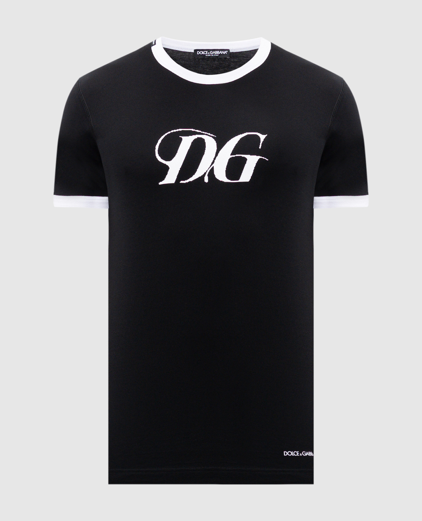 Black t-shirt with contrast logo monogram print dolce&gabbana