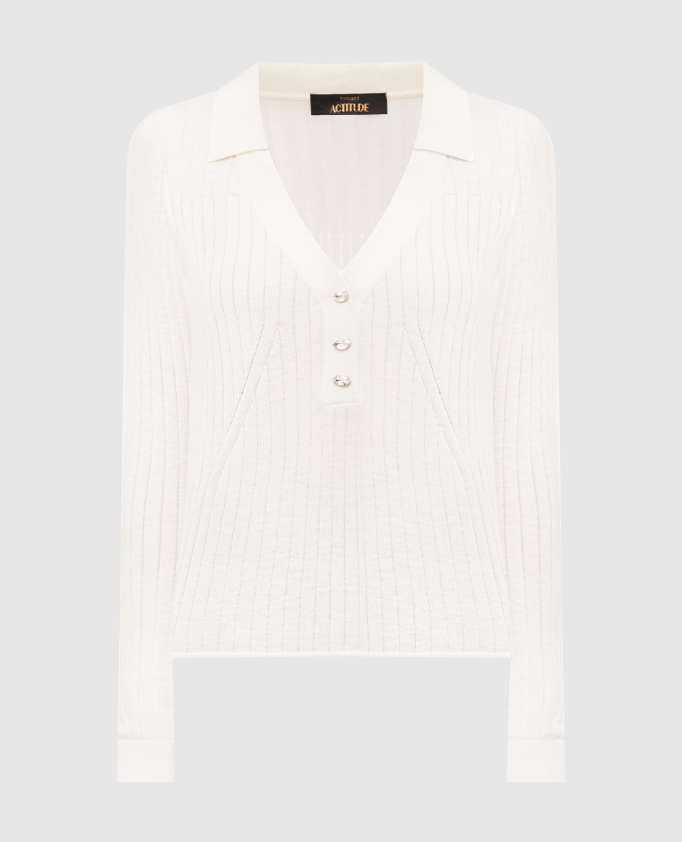 

White ribbed pullover with crystals Twinset Actitude
