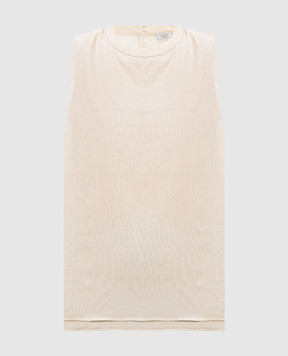 Peserico Beige silk top with monil chain A0839408372