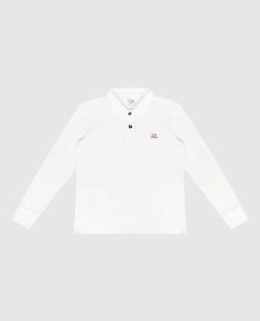 C.P. Company Children's white long-sleeved polo shirt with embroidered logo CUM00PLFA041014