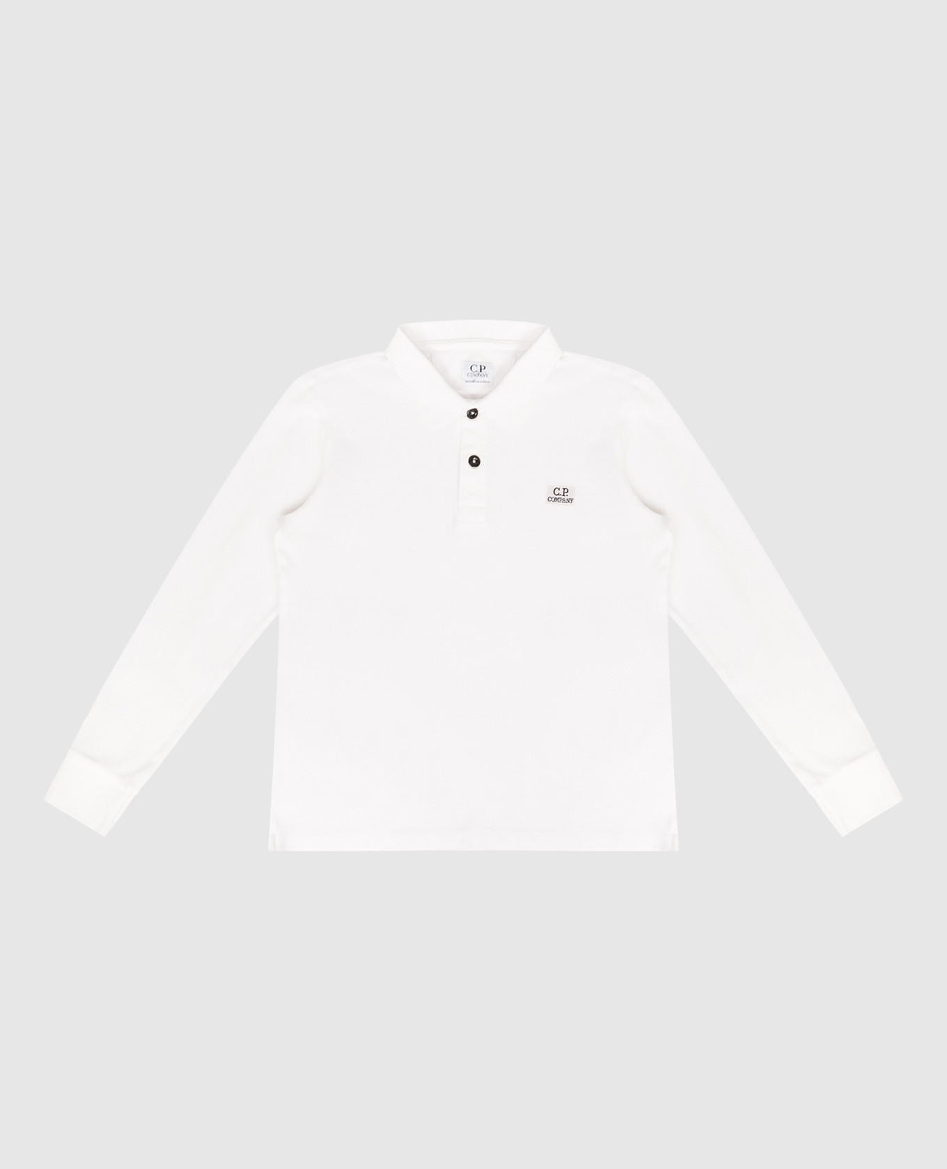 

Children's white long-sleeved polo shirt with embroidered logo C.P. Company