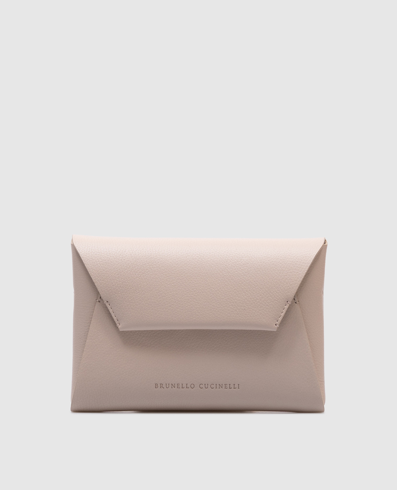 

Beige leather clutch with logo Brunello Cucinelli