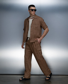 Palm Angels Brown linen cargo PMCA162S24FAB001
