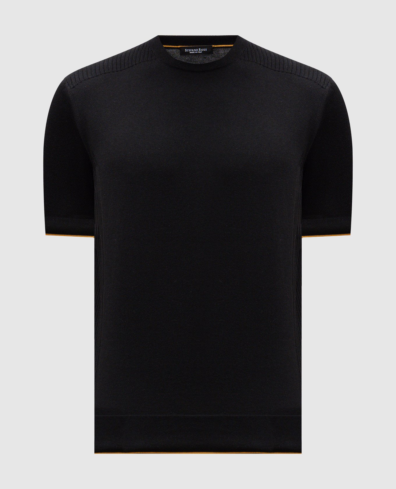 

Black T-shirt with embroidered monogram logo Stefano Ricci