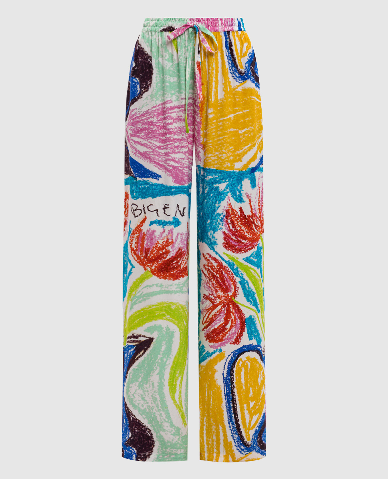 QUINN pants made of silk in a floral print Gary Bigeni