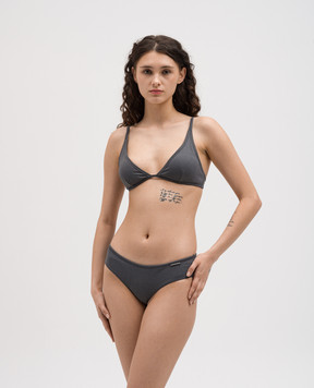 Brunello Cucinelli Gray swimsuit panties with a monil chain MP909VC199